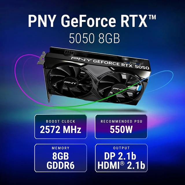 Alt view image 2 of 5 - PNY NVIDIA GeForce RTX 5050 Dual-Fan Graphics Card