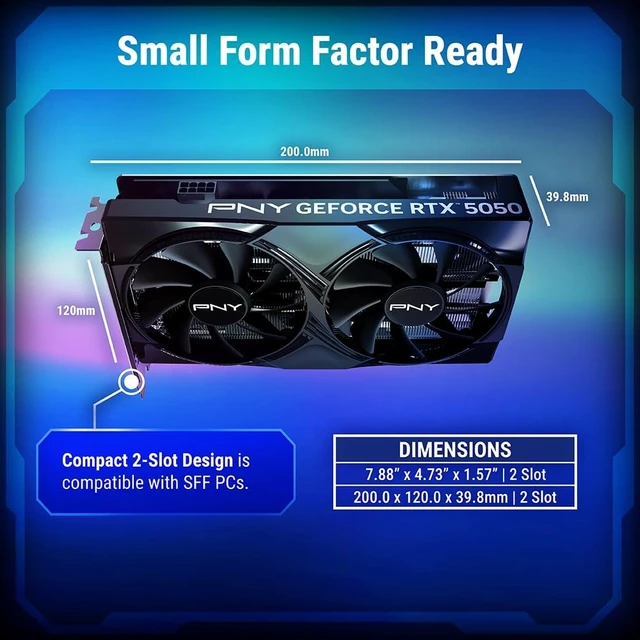 Alt view image 3 of 5 - PNY NVIDIA GeForce RTX 5050 Dual-Fan Graphics Card