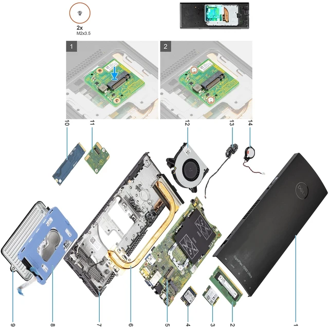 Alt view image 5 of 5 - Deal4GO M.2 PCIe NVMe HDD Bracket Cover w/ SSD Daughter Board 9VX4T 09VX4T for Dell Optiplex 7070 7090 3090 Ultra, 2.5inch (0WH11F)