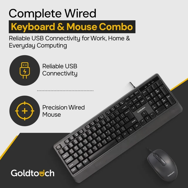 Alt view image 2 of 5 - Goldtouch Wired Keyboard and Mouse Combo, USB, Full Size, Black