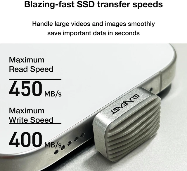 Alt view image 5 of 5 - SUNEAST Portable SSD Nano Silver 512GB External Solid State Flash Drive