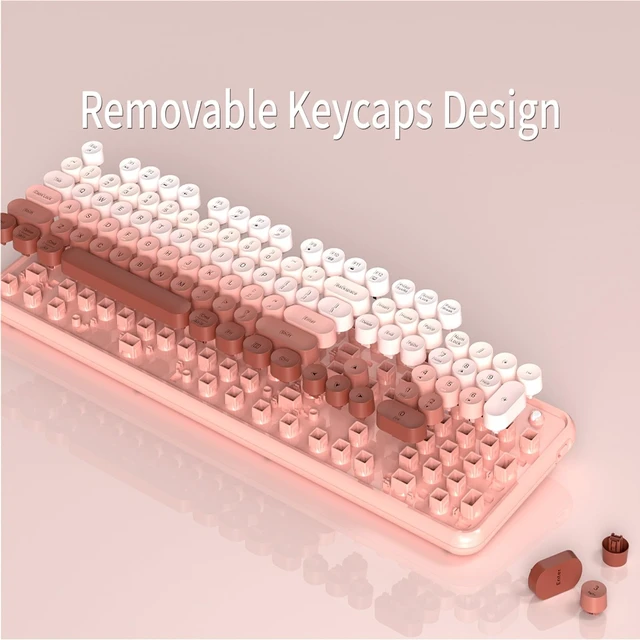Alt view image 5 of 5 - KEQTFT Colorful Wireless Computer Keyboard and Mouse, Peach Gradient