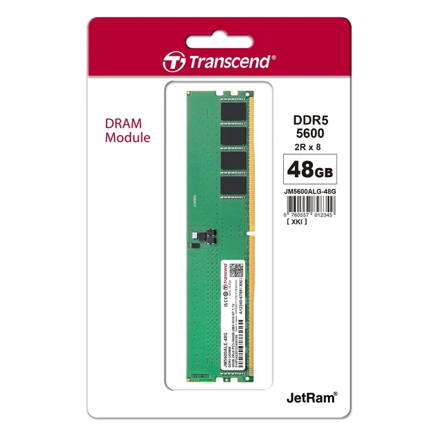 Alt view image 2 of 5 - Transcend JetRam 48GB DDR5 RAM 5600MHz U-DIMM CL46, Desktop Memory Module
