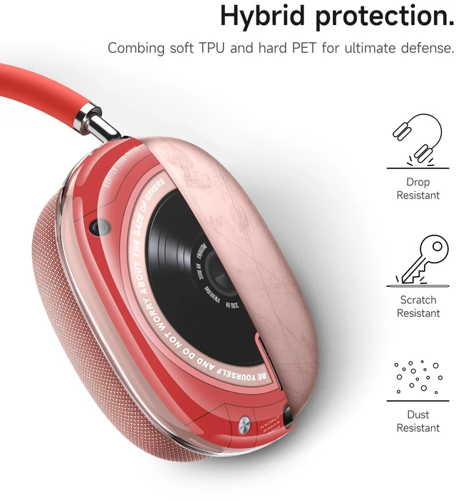 Alt view image 3 of 5 - SURITCH for AirPods Max Case, TPU Anti-Scratch Ear Cups Cover, Rugged Shockproof Accessories Protective Cover for Apple AirPods Max - Red