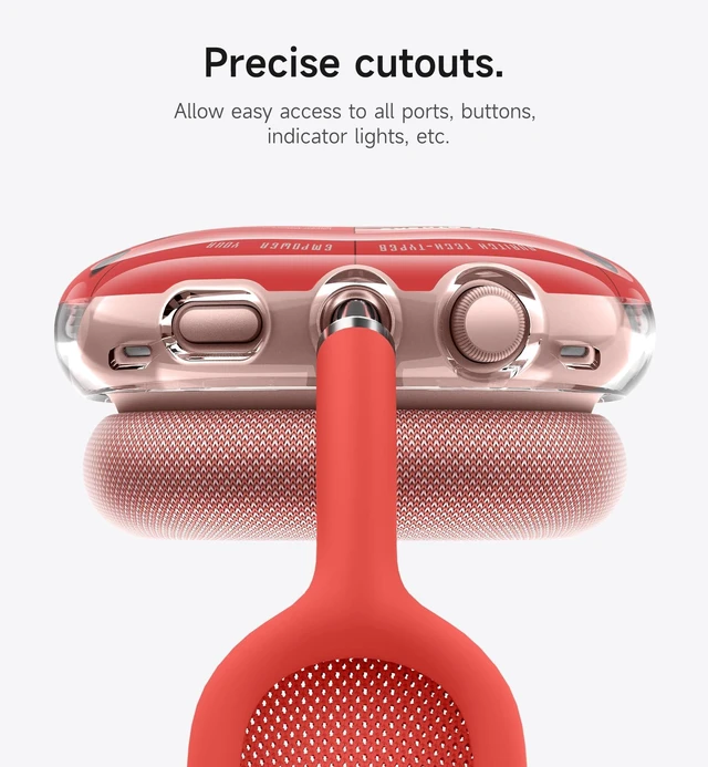 Alt view image 4 of 5 - SURITCH for AirPods Max Case, TPU Anti-Scratch Ear Cups Cover, Rugged Shockproof Accessories Protective Cover for Apple AirPods Max - Red