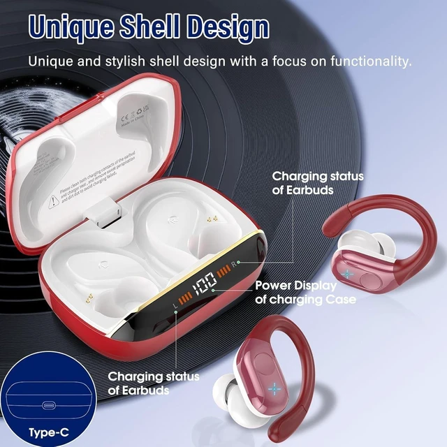Alt view image 5 of 5 - Ltinist Bluetooth 5.4 Headphones, 75H Sports Wireless Earbuds Bass Stereo