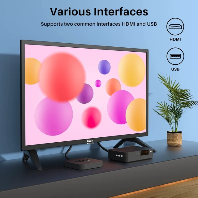 Alt view image 4 of 5 - TuTu 24 Inch HD TV, 2K LED Small Flat Screen Non-Smart Television, Works with Apple TV, Fire Stick, Roku, Google, TiVo, Xumo, and Streaming Devices