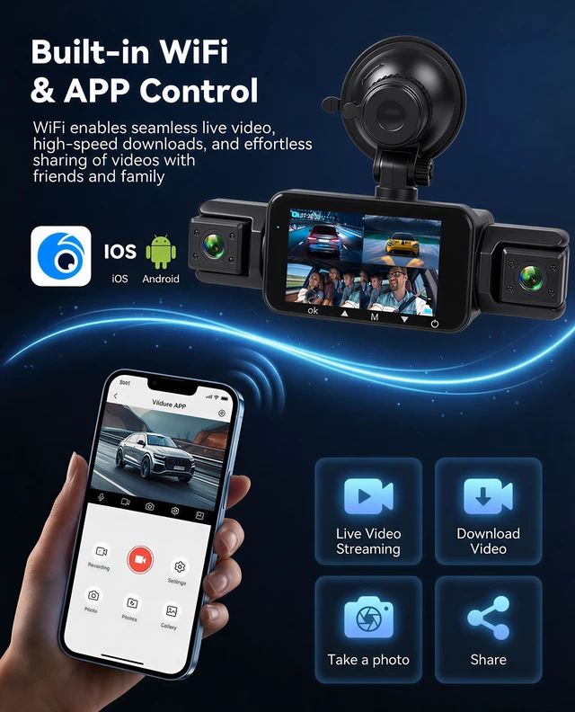 Alt view image 4 of 5 - 4 Channel 360 Dash Cam 2K Front + 1080P Rear Left Right