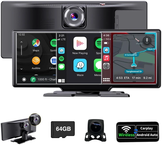Main image of SCUMAXCON 10.26" Portable Wireless Carplay Android Auto 4K Dash Cam AirPlay Android Cast 1080P Backup Camera IPS Screen Loop Recording Bluetooth Navigation FM AUX Built in Speaker Car Stereo