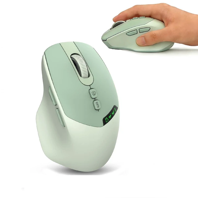 Main image of Samudgate Wireless Silent Bluetooth Mouse for Laptop - Rechargeable Dual-Mode 2.4G + Bluetooth, 7 Buttons, Ergonomic Design (Green)