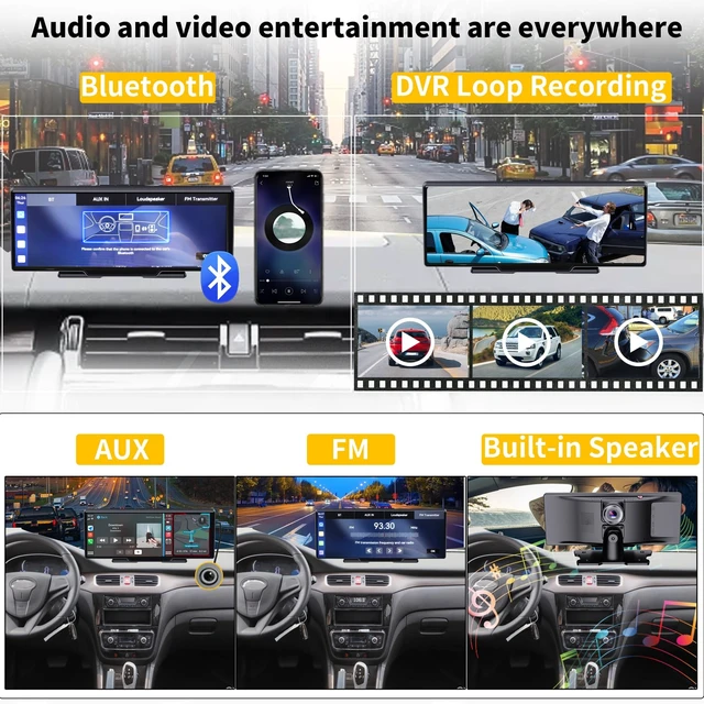 Alt view image 5 of 5 - SCUMAXCON 10.26" Portable Wireless Carplay Android Auto 4K Dash Cam AirPlay Android Cast 1080P Backup Camera IPS Screen Loop Recording Bluetooth Navigation FM AUX Built in Speaker Car Stereo