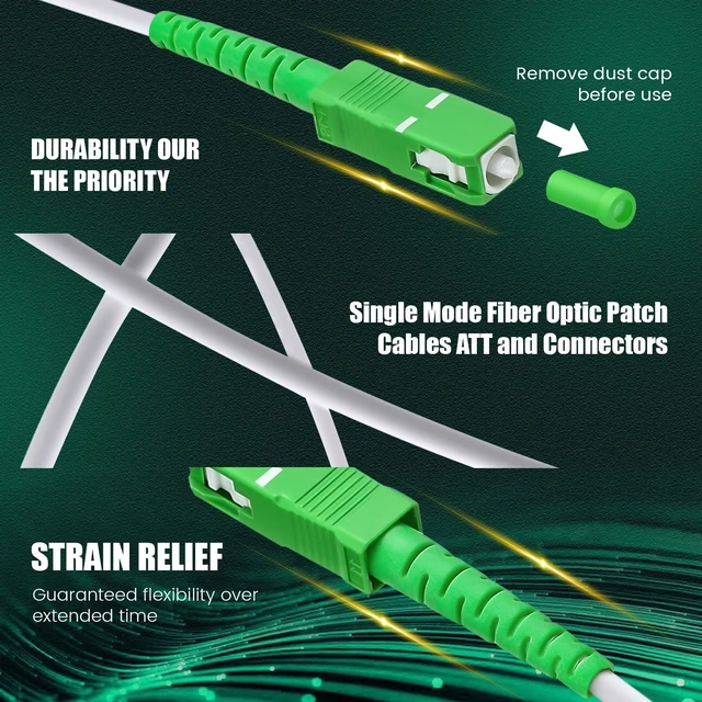 Alt view image 4 of 5 - Tellegloww 20 Pack 3ft / 1m Sc/APC to Sc/APC Fiber Optic Internet Cable Single Mode Fiber Optic Jumper Patch Cord & Connector 9/125um Compatible with Os1/os2 White Lszh Od-3.0mm
