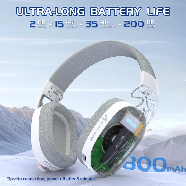 Alt view image 4 of 5 - Yindiao Attack Shark L90 Ultralight RGB Wireless Gaming Headset-White