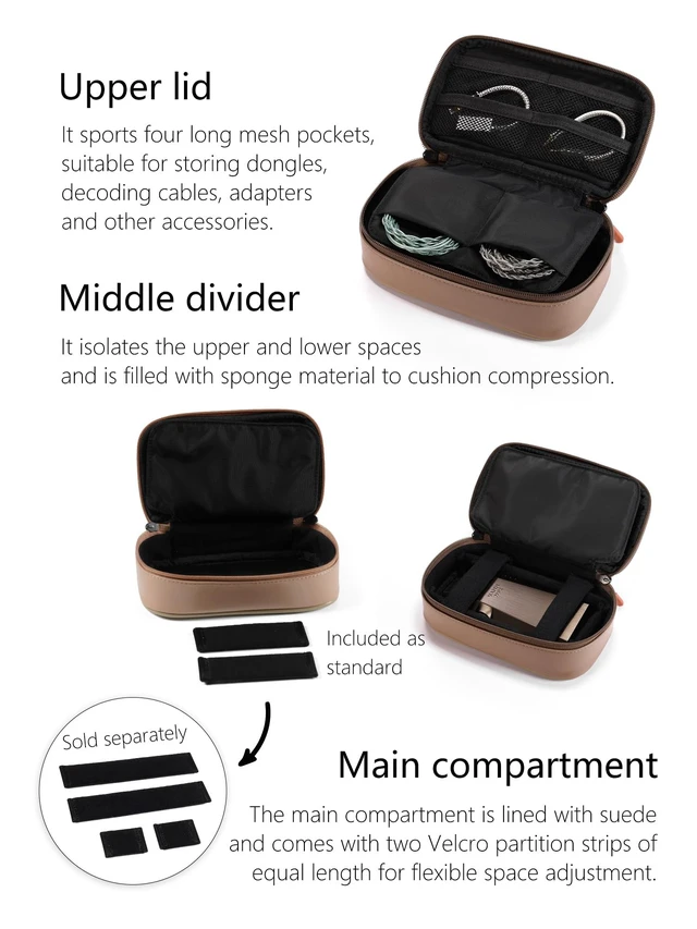 Alt view image 5 of 5 - ddHiFi CZ180 Portable HiFi Storage Bag with Composite Leather for Storing Earphones, Cables, and Decoders