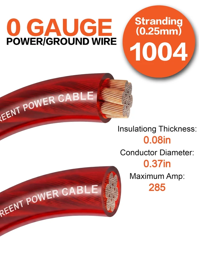 Alt view image 3 of 5 - 30FT 1/0 Gauge Battery Cable Kit 0 Gauge CCA Power & Ground Wire with Lugs