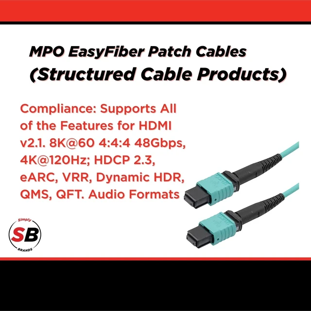 Alt view image 4 of 5 - Simply45 SCP MPO EasyFiber Patch Cable, 25ft/7.6M, Aqua