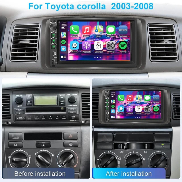 Alt view image 2 of 5 - Plug&Play Car Stereo for Toyota Corolla 2003 2004 2005 2006 2007 2008, 7 Inch IPS Touch Screen with Wireless Carplay/Android Auto/MirrorLink,SWC/Backup Camera,DSP,FM Radio