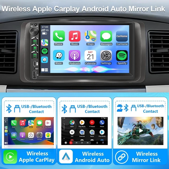 Alt view image 3 of 5 - Plug&Play Car Stereo for Toyota Corolla 2003 2004 2005 2006 2007 2008, 7 Inch IPS Touch Screen with Wireless Carplay/Android Auto/MirrorLink,SWC/Backup Camera,DSP,FM Radio