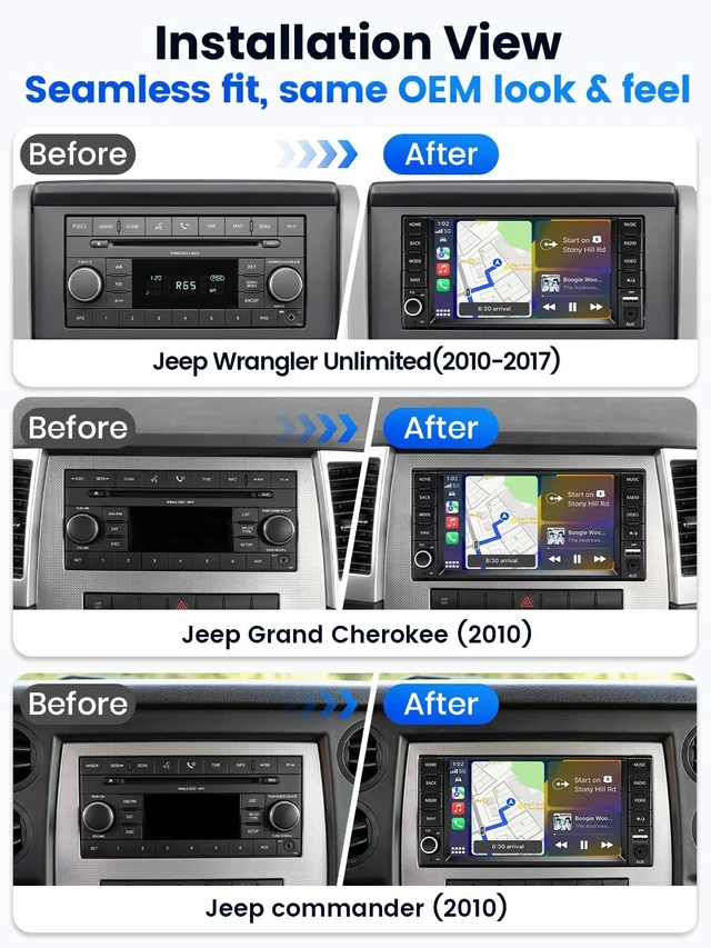 Alt view image 3 of 5 - 7" Car Stereo for Jeep Wrangler Unlimited Grand Cherokee Commander