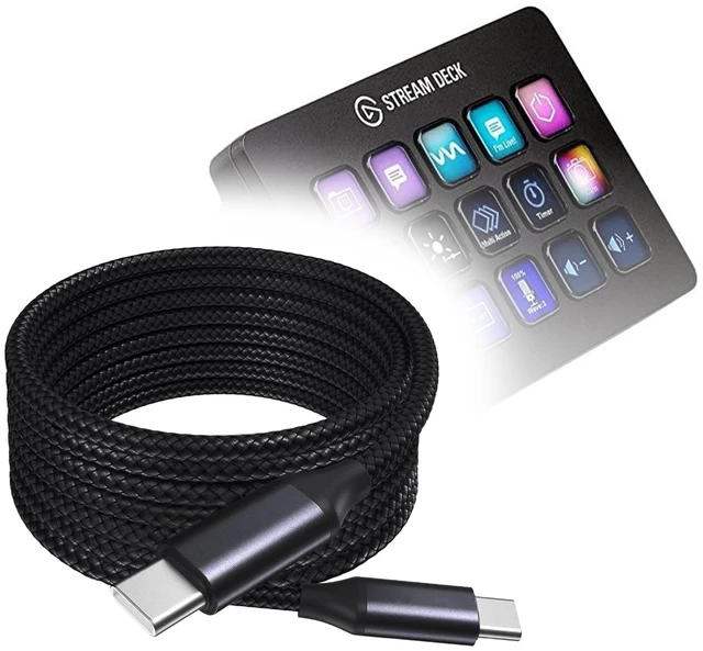 Main image of BoxWave Cable Compatible with Elgato Stream Deck MK.2 - DirectSync PD Cable (10ft) - USB-C to USB-C (100W), Long Type C Braided Nylon Alloy Fast Charge - Jet Black