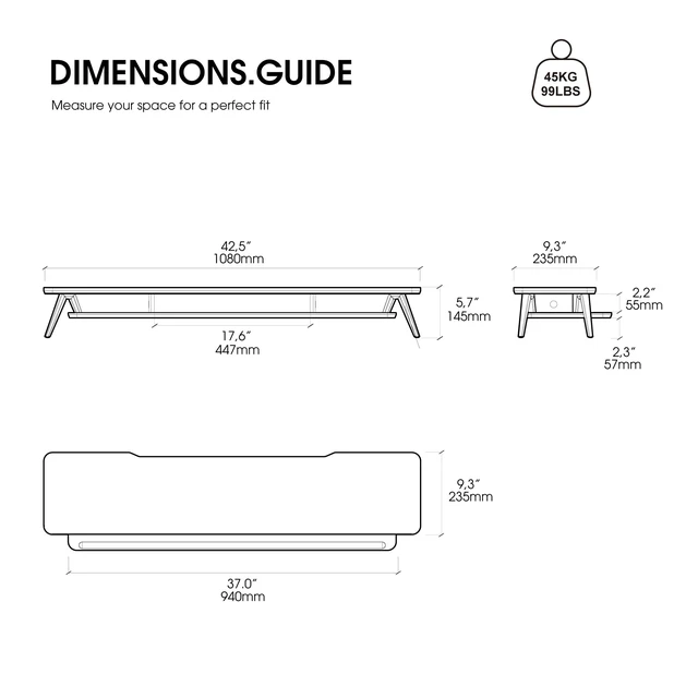 Alt view image 3 of 5 - Fenge Dual Monitor Stand Riser, Wooden Desk Shelf with 2-Tier Storage