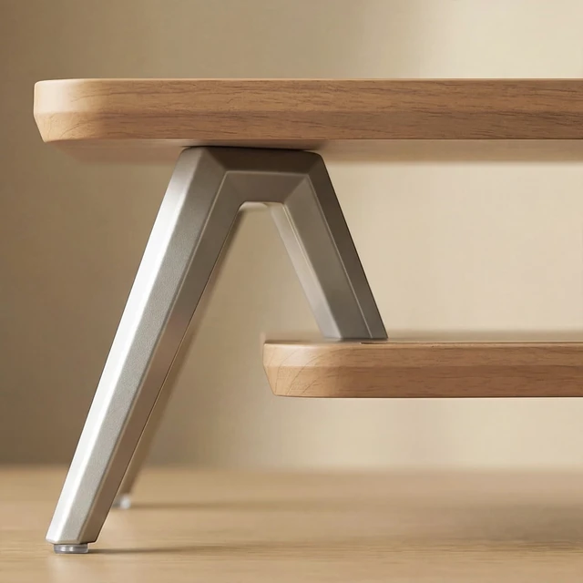 Alt view image 4 of 5 - Fenge Dual Monitor Stand Riser, Wooden Desk Shelf with 2-Tier Storage