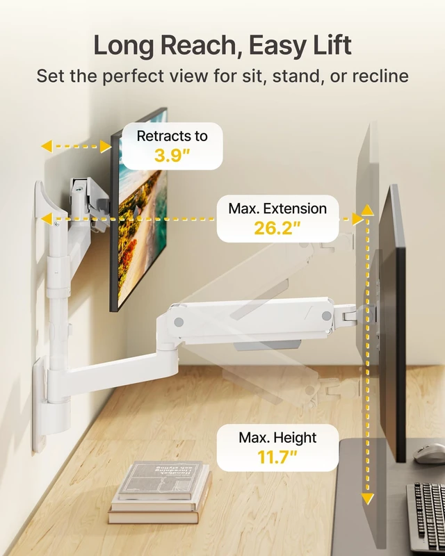 Alt view image 3 of 5 - monTEK Vertical Dual Monitor Wall Mount for 17-45" Screens, 35.2 Lbs Each