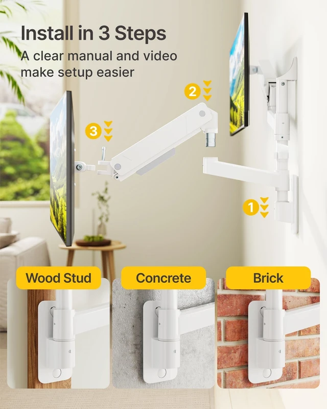 Alt view image 5 of 5 - monTEK Vertical Dual Monitor Wall Mount for 17-45" Screens, 35.2 Lbs Each