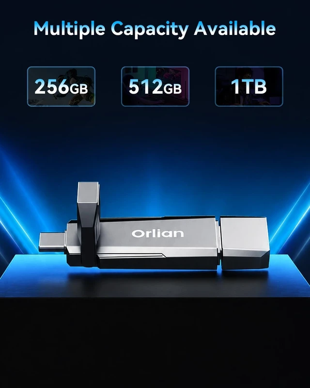 Alt view image 5 of 5 - 128GB USB C Solid State Flash Drive Up to1000MB/s USB 3.2 Gen 2 Dual USB Flash Drive Type C + USB A Solid State Thumb Drive