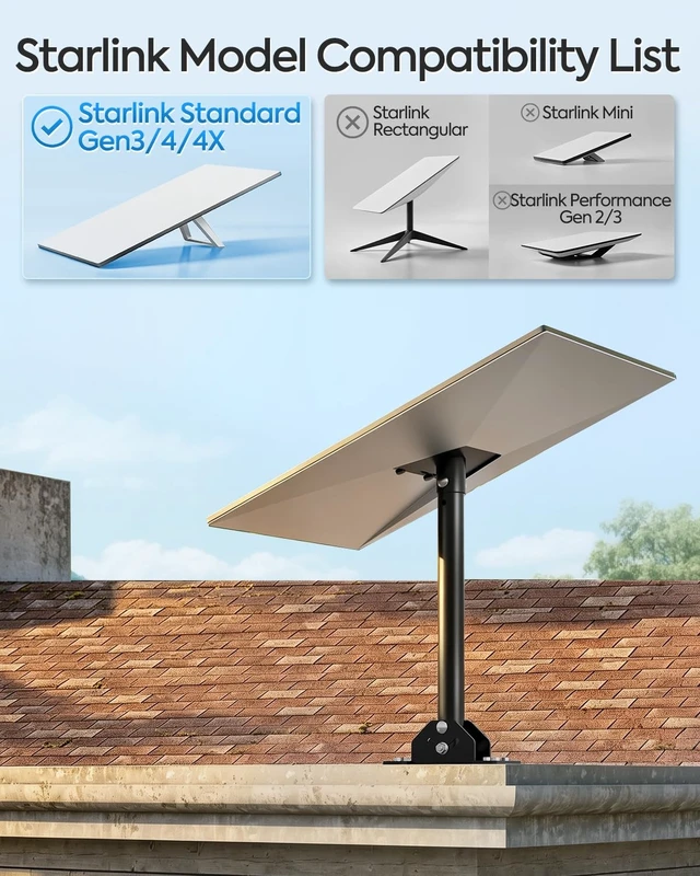 Alt view image 5 of 5 - MOUNTUP Starlink Roof Mount Gen 3 Standard 4 4X V4 Rustproof Pivot Pole