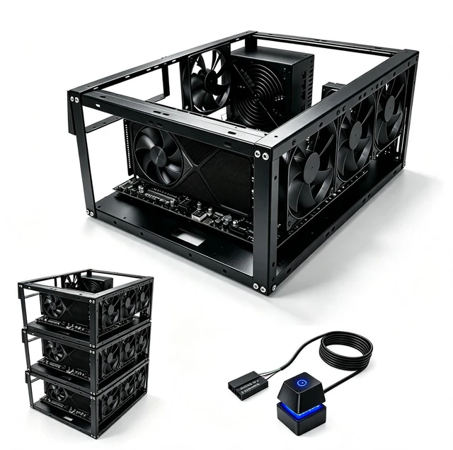 Main image of PC Test Bench, Open Air PC Case, Open Frame Computer Chassis, Techbench Server Rack Mount PC Case for E-ATX ATX MATX EATX X79 X99 Micro ATX Motherboards (Stackable)
