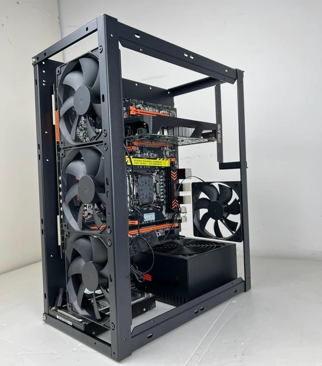 Alt view image 4 of 4 - PC Test Bench, Open Air PC Case, Open Frame Computer Chassis, Techbench Server Rack Mount PC Case for E-ATX ATX MATX EATX X79 X99 Micro ATX Motherboards (Stackable)