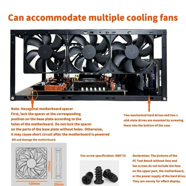 Alt view image 2 of 4 - PC Test Bench, Open Air PC Case, Open Frame Computer Chassis, Techbench Server Rack Mount PC Case for E-ATX ATX MATX EATX X79 X99 Micro ATX Motherboards (Stackable)