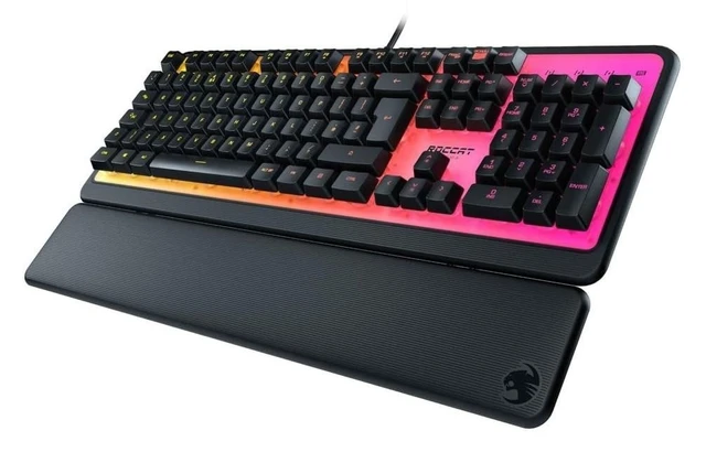 Alt view image 3 of 4 - ROCCAT Magma Silent Membrane Switch PC Gaming Keyboard with 5 Zone/10 LED AIMO RGB Top Plate and Detachable Palm Rest - Black
