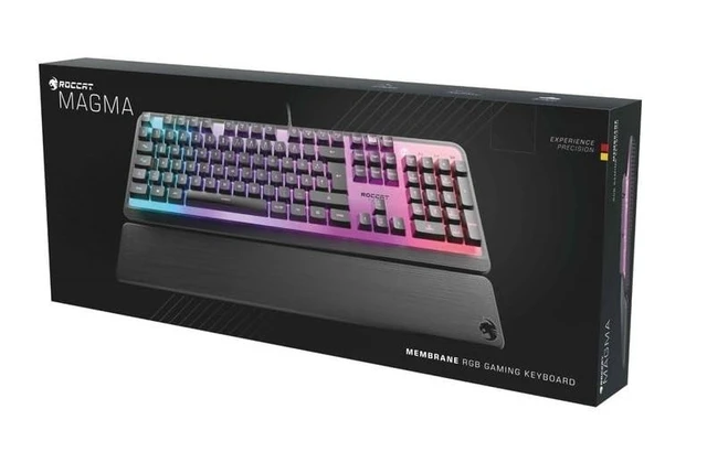 Alt view image 2 of 4 - ROCCAT Magma Silent Membrane Switch PC Gaming Keyboard with 5 Zone/10 LED AIMO RGB Top Plate and Detachable Palm Rest - Black