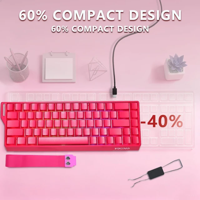 Alt view image 5 of 5 - Adventurers WIN68 60% Mechanical Gaming Keyboard,BT5.0/2.4GHz/USB-C
