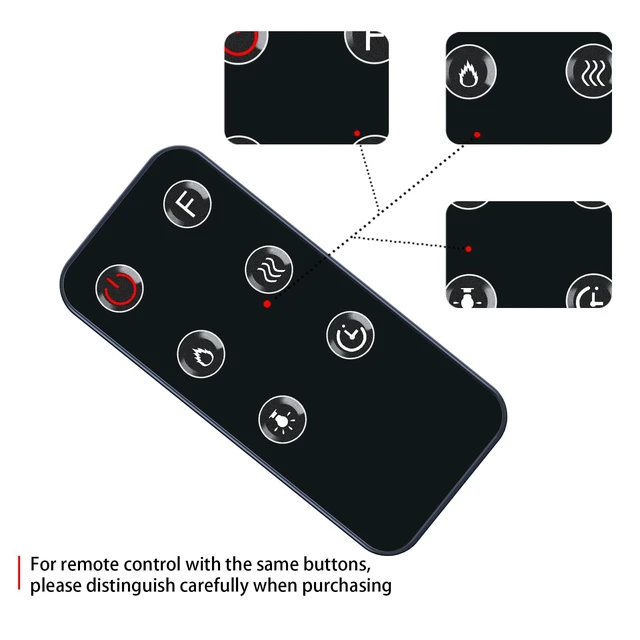 Alt view image 4 of 5 - WDZP New Fireplace Replacement Remote Control fit for Heartland IF-1350TCL IF-1340 IF-1350 IF-1360 IF-1370 IF-1380 Wall-Mount Metal Smart Electric Fireplace Heater