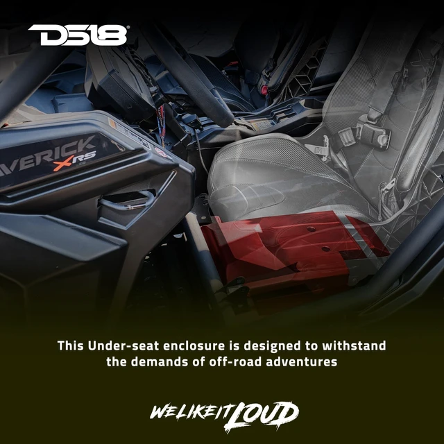 Alt view image 3 of 5 - DS18 CA-X3BASS/P CAN-AM Maverick X3 12" Under Seat Loaded Subwoofer Enclosure Passenger Side - 12 Shallow Subwoofer 600W RMS 1200W Max Power - Sealed Waterproof Under Seat Enclosure Design