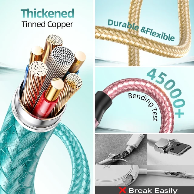 Alt view image 5 of 5 - Travel Essentials 4 in 2 Multi Charging Cable for iWatch Charger 2Pack,5FT
