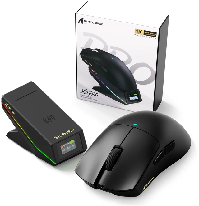 Main image of ATTACK SHARK X11 PRO V2 Tri Mode Lightweight Wireless Gaming Mouse-Black