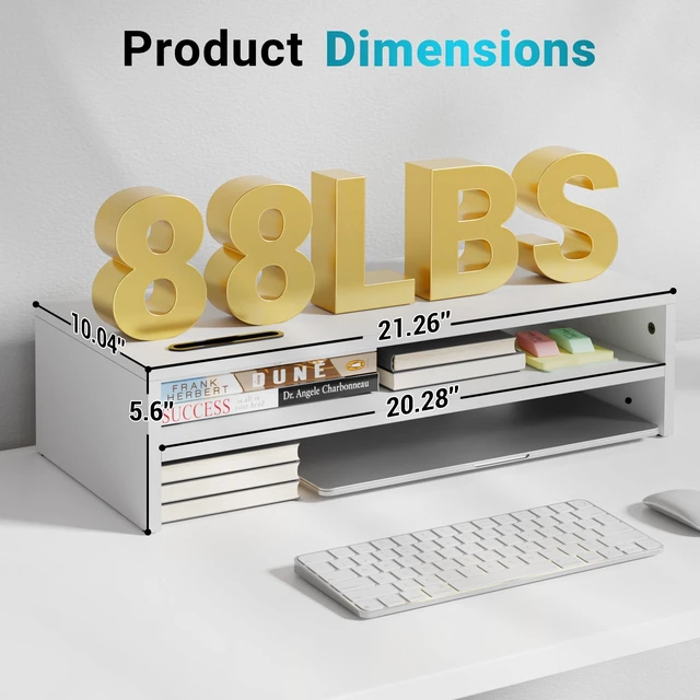 Alt view image 5 of 5 - BONTEC Wood Monitor Stand Riser, 2-Tier Desktop Organizer