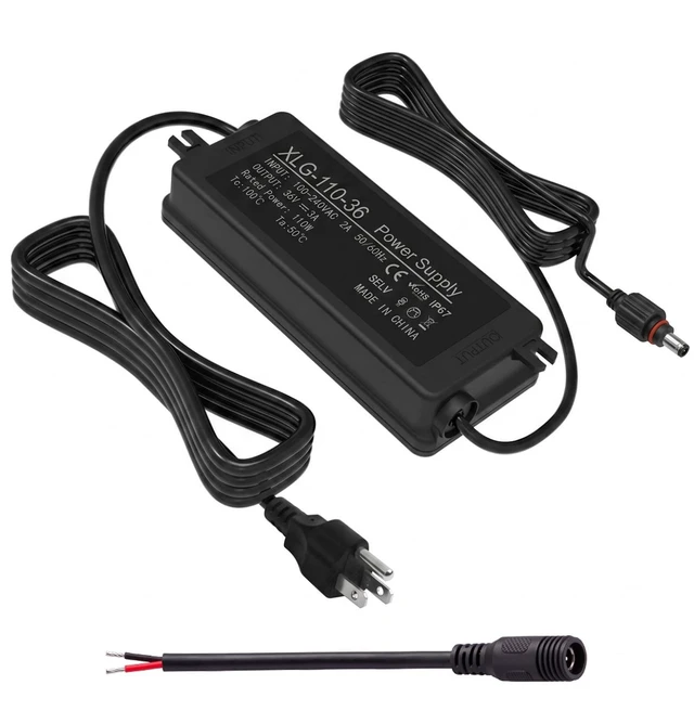 Main image of 36V Power Adapter Compatible with Govee Permanent Outdoor Lights, Black