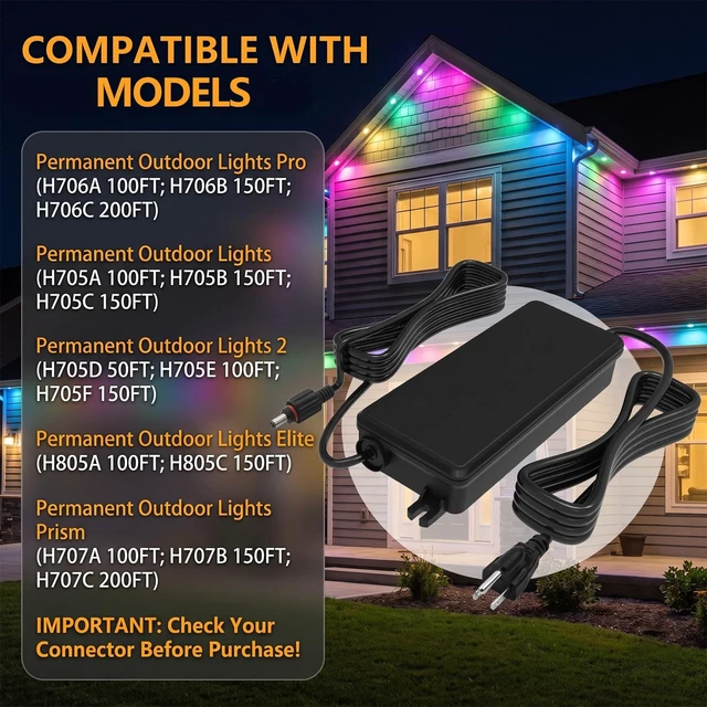 Alt view image 2 of 5 - 36V Power Adapter Compatible with Govee Permanent Outdoor Lights, Black