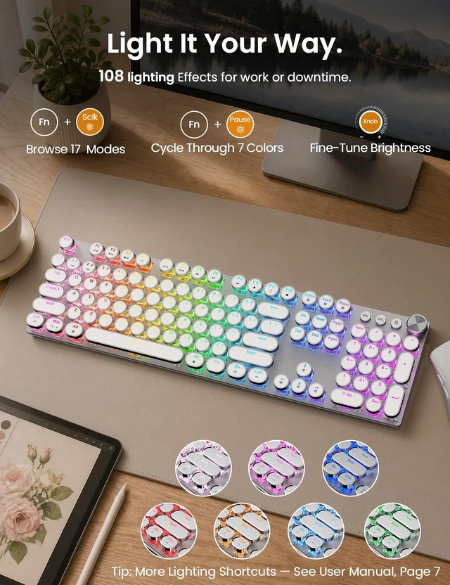 Alt view image 2 of 5 - Sablute Wireless Mechanical Keyboard and Mouse Combo, RGB Backlit, KM81