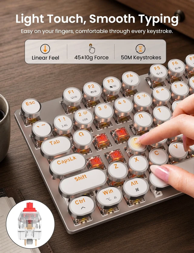 Alt view image 4 of 5 - Sablute Wireless Mechanical Keyboard and Mouse Combo, RGB Backlit, KM81