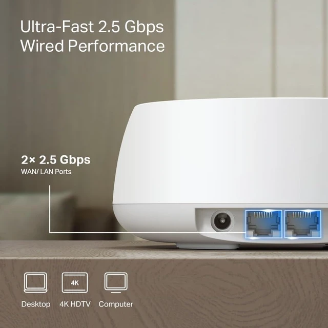 Alt view image 5 of 5 - TP-Link Deco BE25(1-Pack), BE3600 Mbps, 22.5 Gbps Ports, AI Supported Multi-Process Capability, Connectivity up to 150 Devices, VPN, WPA3, Dual-Band Wi-Fi 7 Mesh System