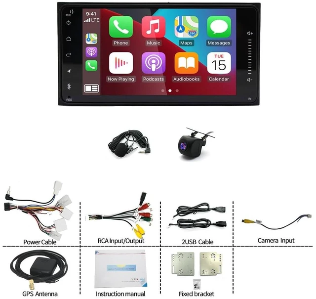 Alt view image 2 of 4 - 7" Double Din Car Stereo for Toyota Celica 2001-2005 with Backup Camera, 4+64G Touch Screen Car Radio for Toyota Celica with Wireless Carplay GPS Navigation Bluetooth GPS Navi FM/RDS Mirror Lin