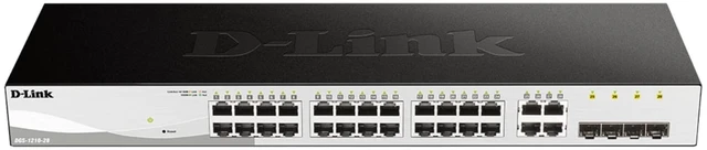 Main image of D-Link 28-Port Gigabit Smart Managed Switch ^^ 24 GbE + 4 SFP Combo Ports ^^ L2+ ^^ VLANs ^^ Cable Diagnostics ^^ Web UI ^^ Rackmount ^^ Fanless ^^ NDAA Compliant ^^ Lifetime Warranty (DGS-1210-28)