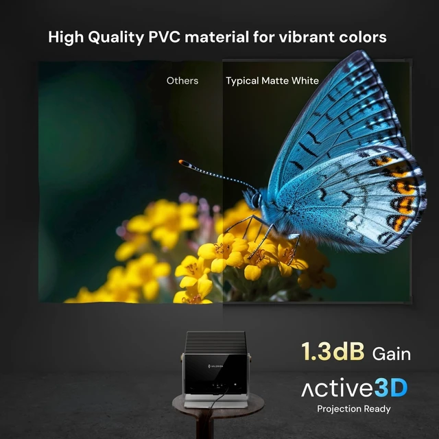 Alt view image 2 of 5 - AWOL Valerion 100" Fixed Frame Projector Screen, 1.3 dB Gain, 80% PQE, 4K/8K Ultra HD, 3D Wall Mount Projector Screen, Works with Long Throw, Short Throw & Ultra Short Throw Projectors