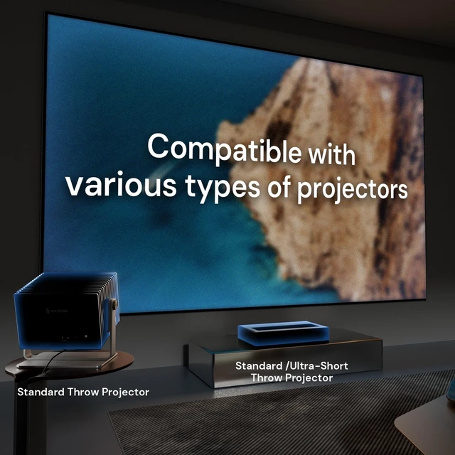 Alt view image 5 of 5 - AWOL Valerion 100" Fixed Frame Projector Screen, 1.3 dB Gain, 80% PQE, 4K/8K Ultra HD, 3D Wall Mount Projector Screen, Works with Long Throw, Short Throw & Ultra Short Throw Projectors